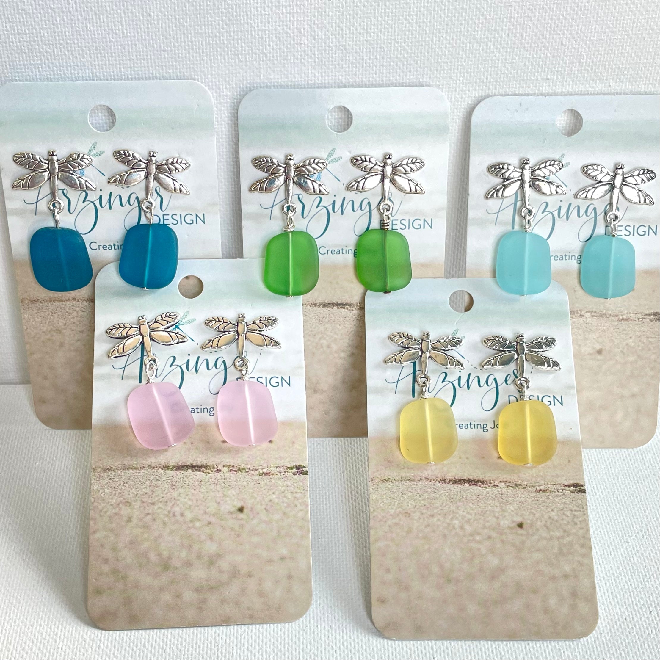 Come Fly With Me Sea Glass Dragonfly Earrings