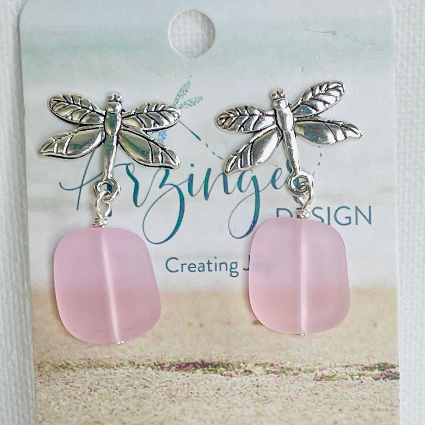 Come Fly With Me Sea Glass Dragonfly Earrings