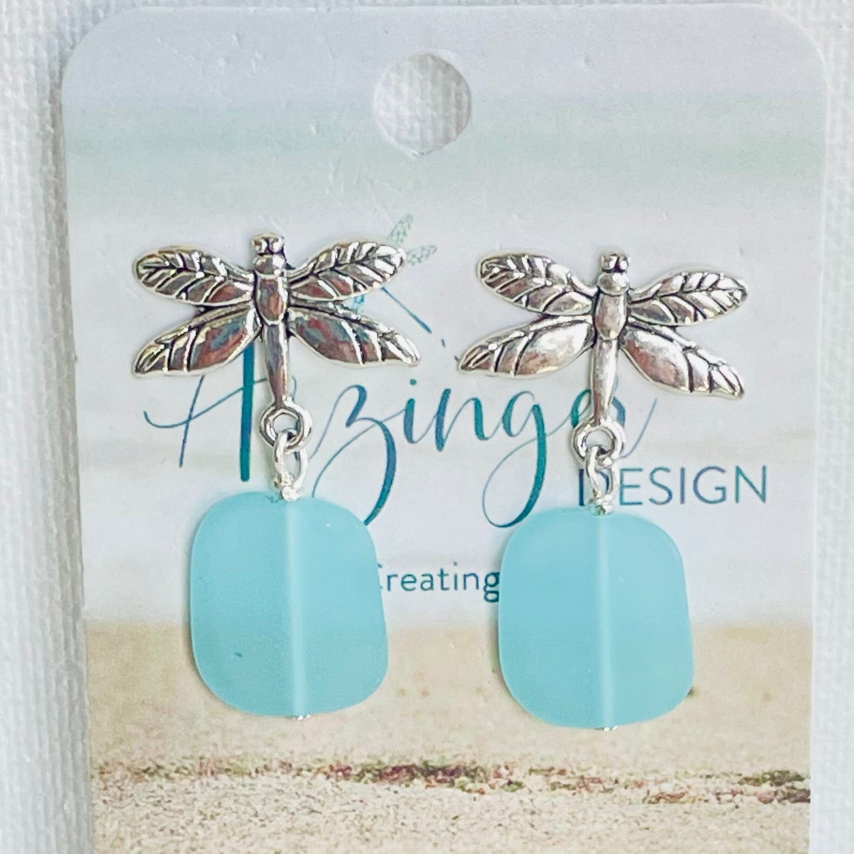 Come Fly With Me Sea Glass Dragonfly Earrings