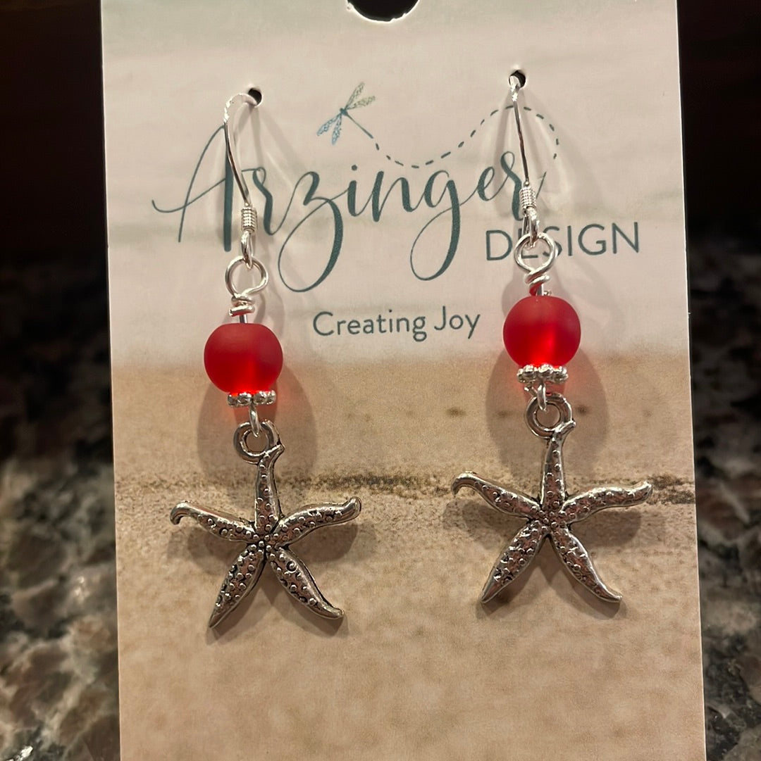 Stargazer Red Sea Glass Earrings