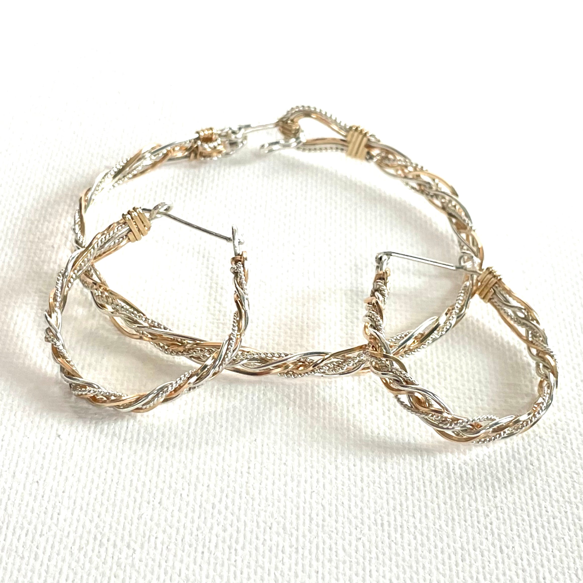 Twisted Sterling Silver and Gold Earrings