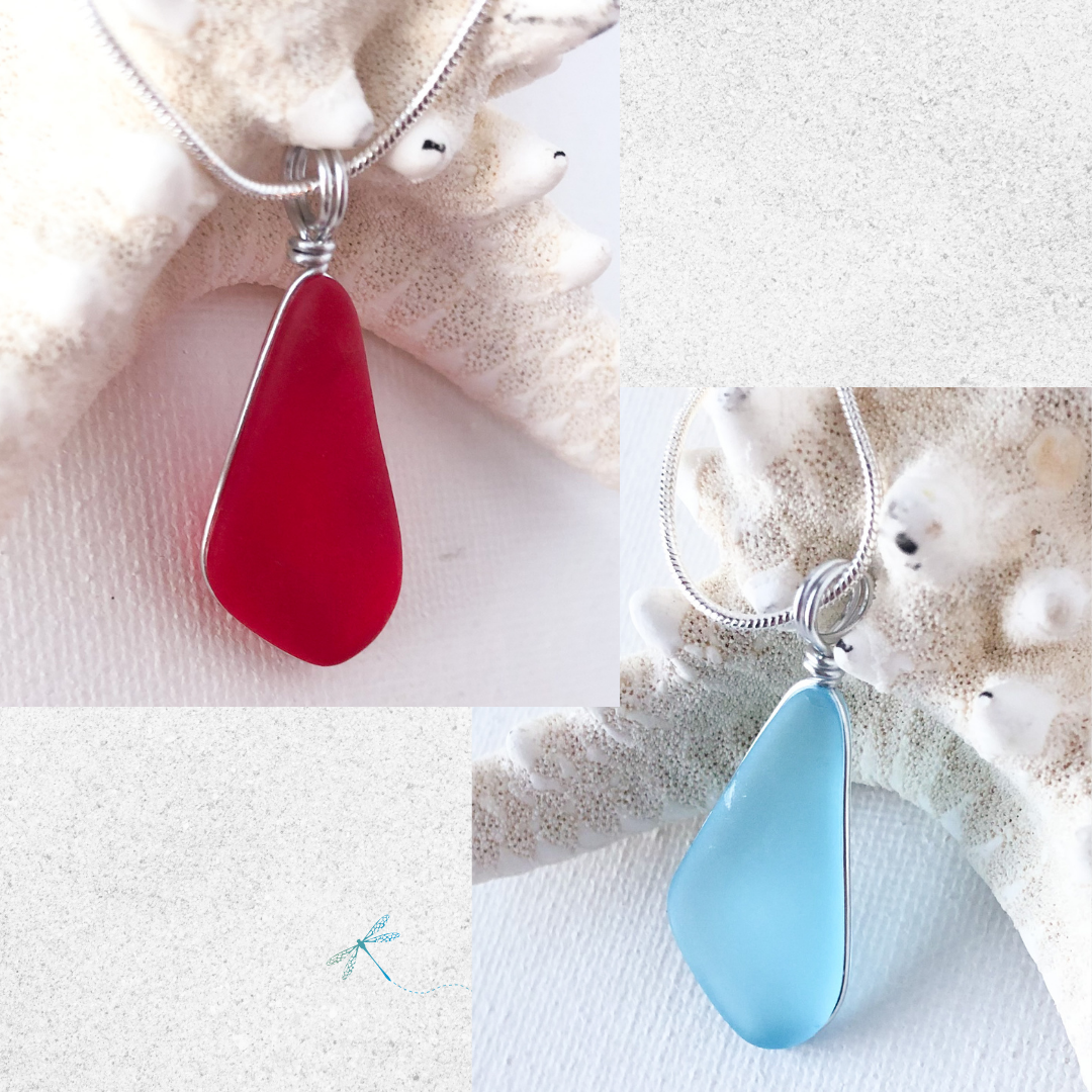 CALM Light Turquoise Trapezoid Sea Glass Necklace