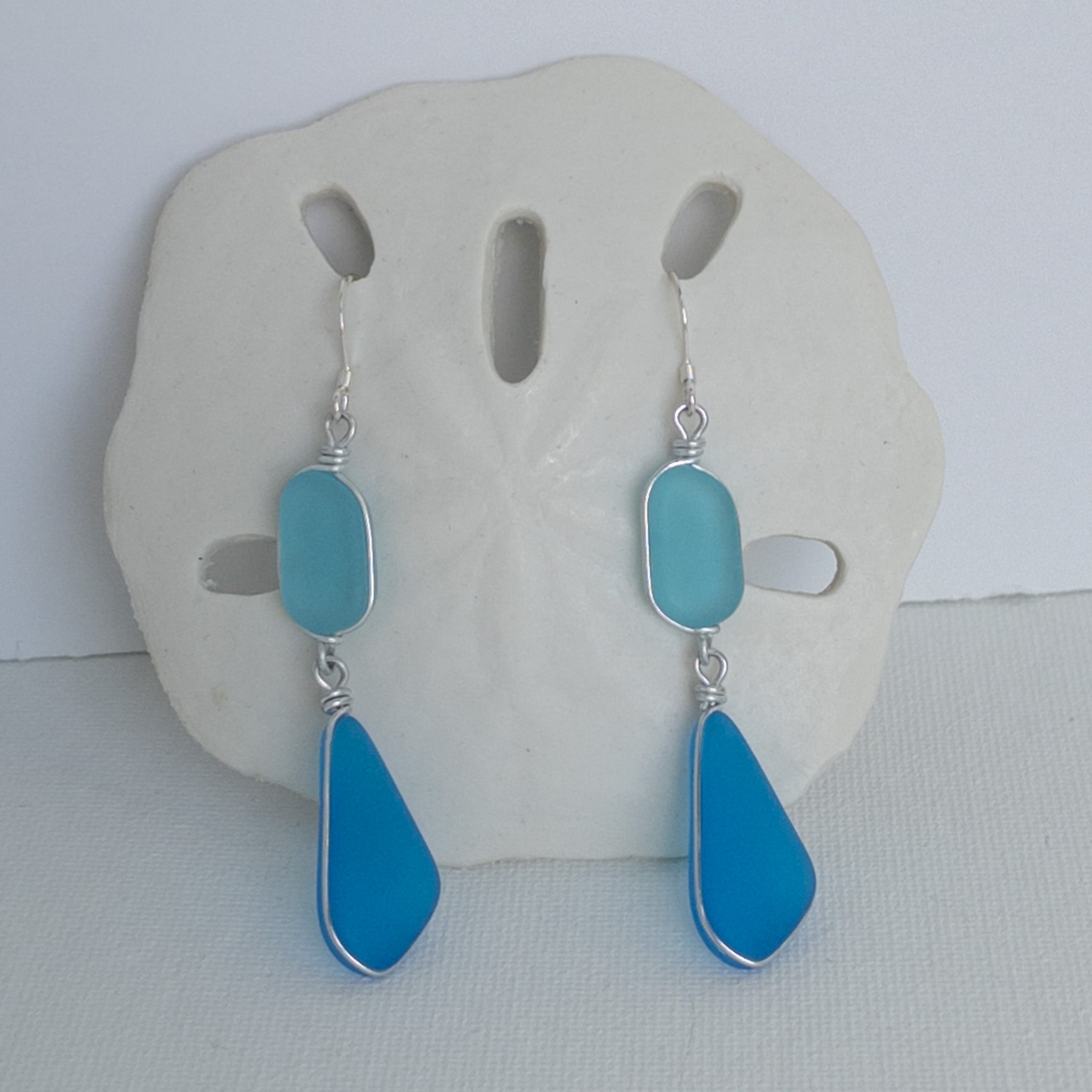 CALM and FRIENDSHIP Sea Glass Double Earrings