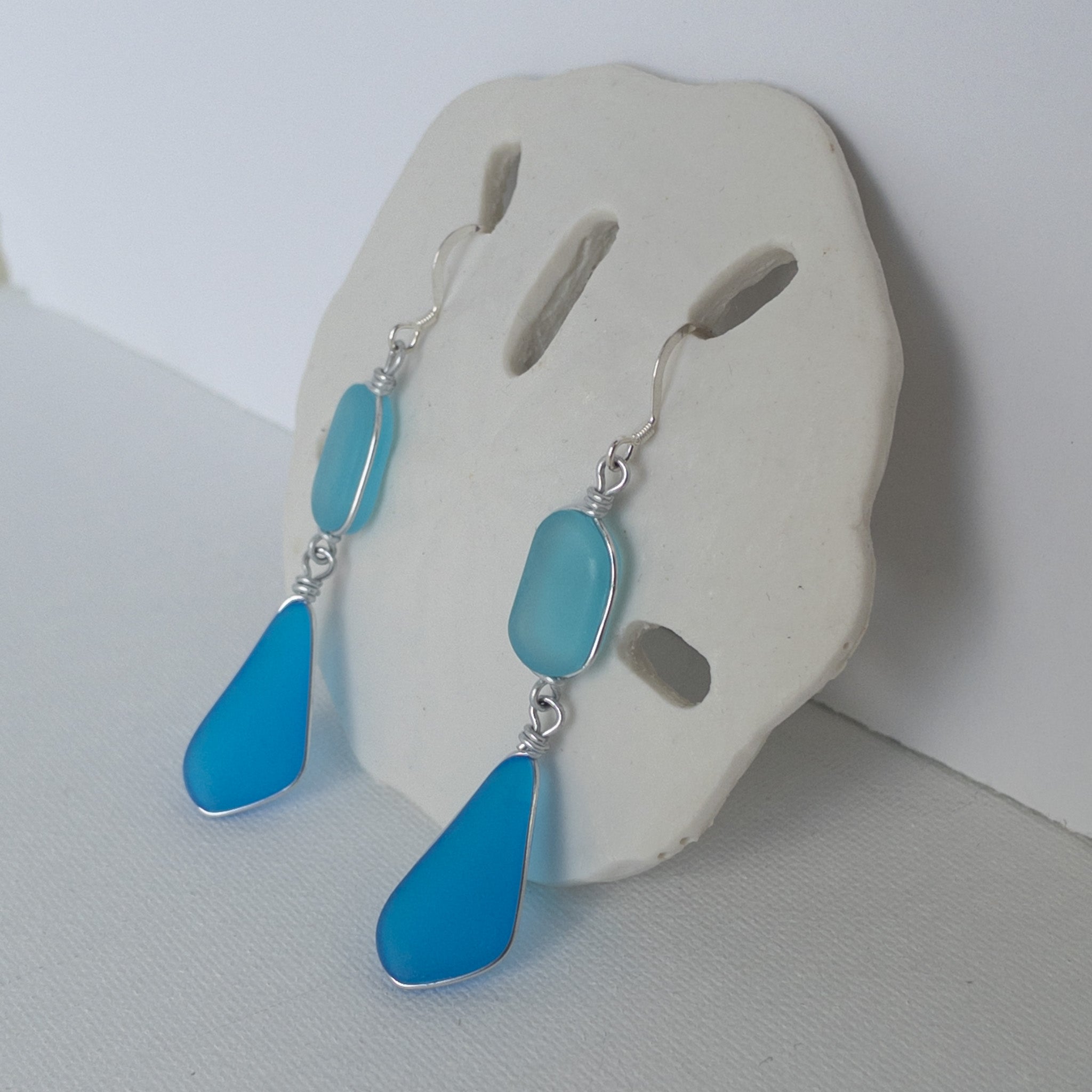 CALM and FRIENDSHIP Sea Glass Double Earrings
