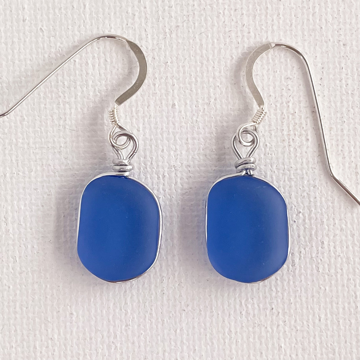 FRIENDSHIP Azure Blue Small Square Sea Glass Earrings