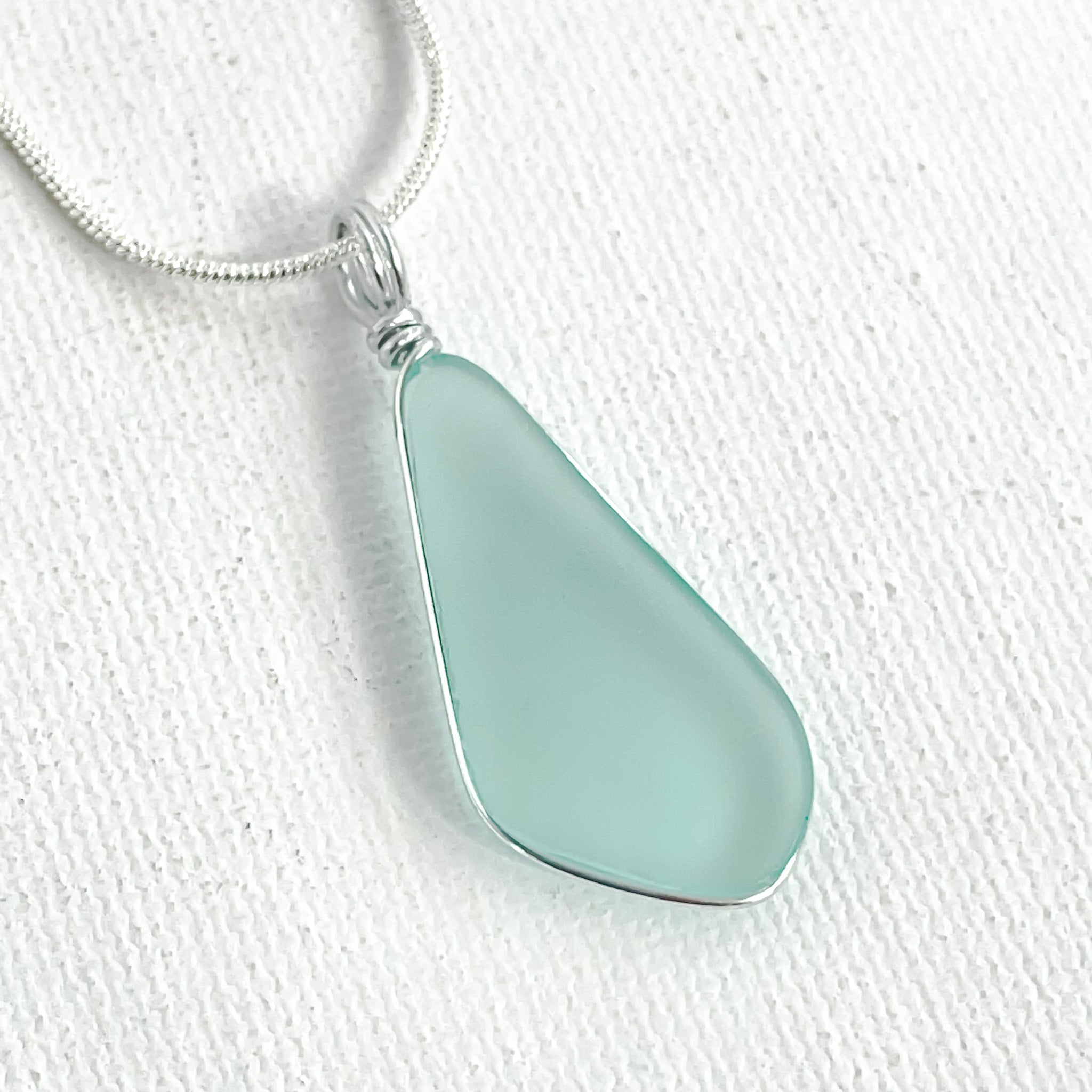 SERENITY Light Seafoam Trapezoid Sea Glass Necklace