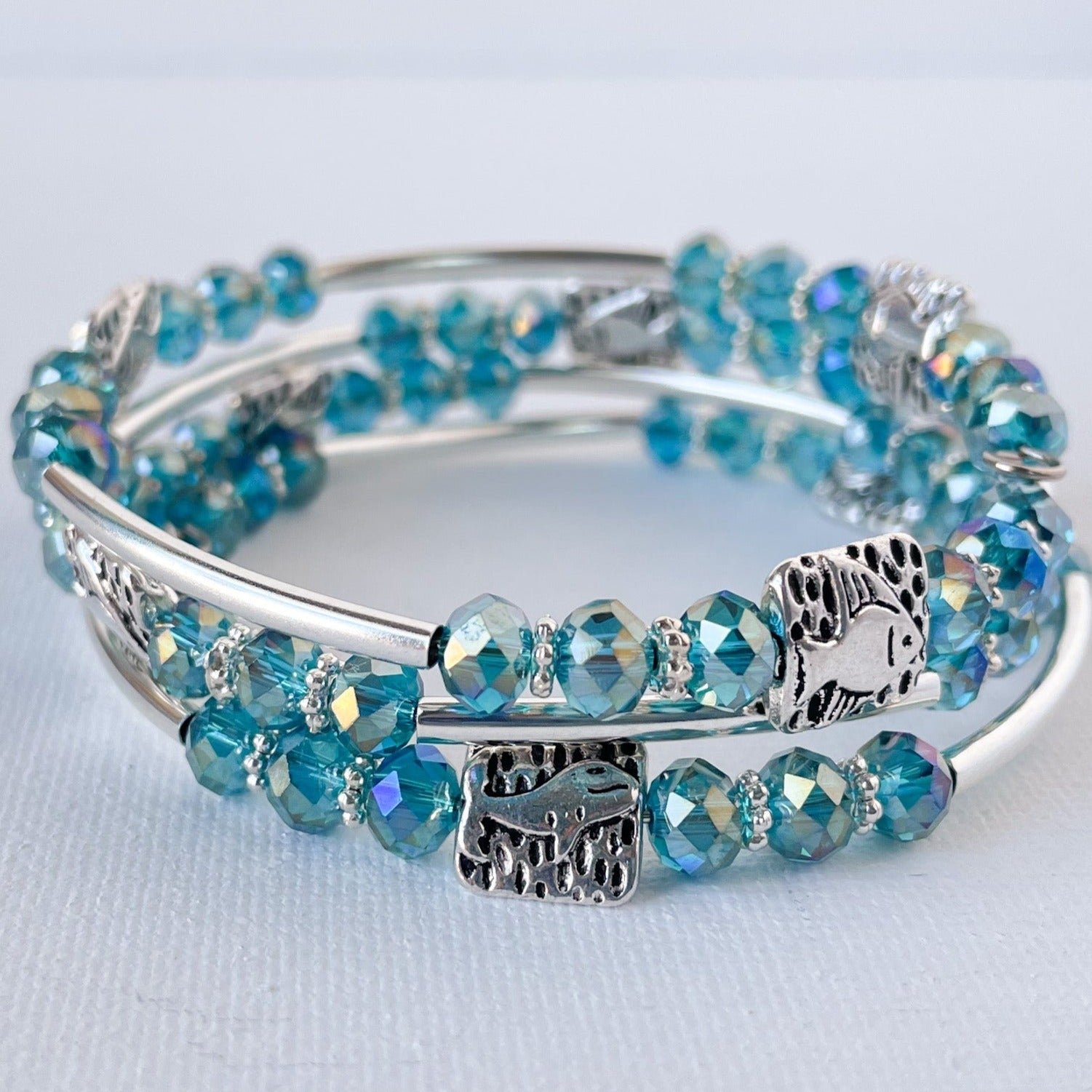 Ice Fishing Memory Wire Wrap Bracelet