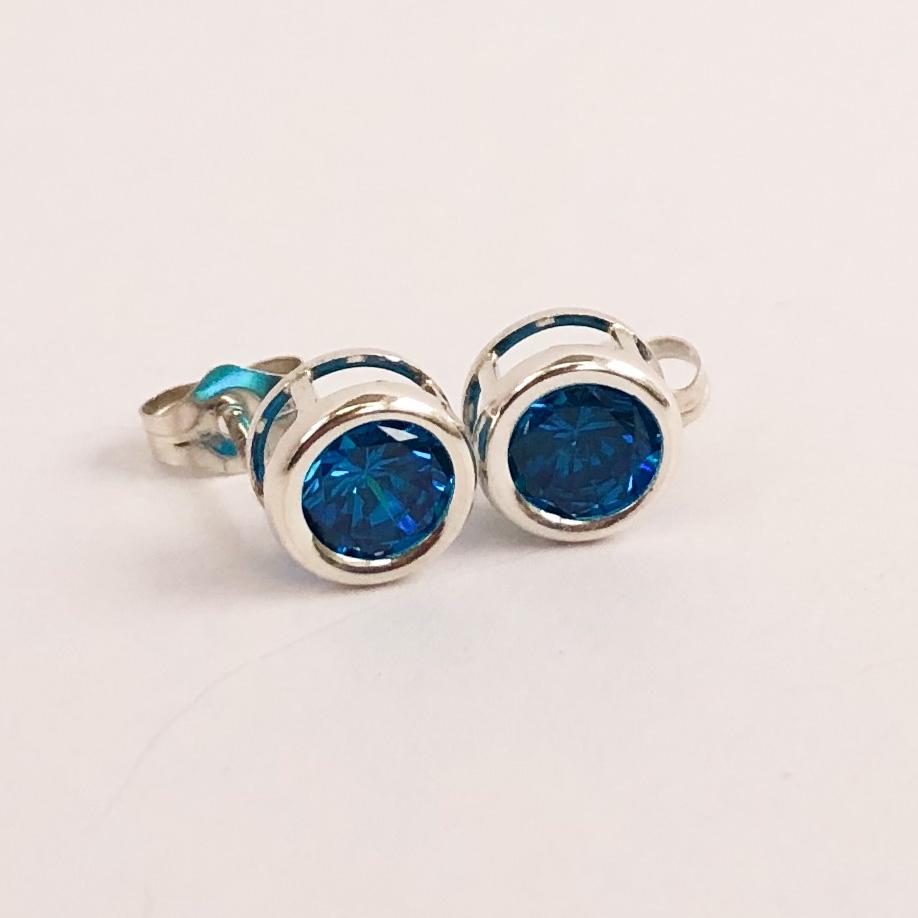 December Blue Zircon CZ Birthstone Earrings