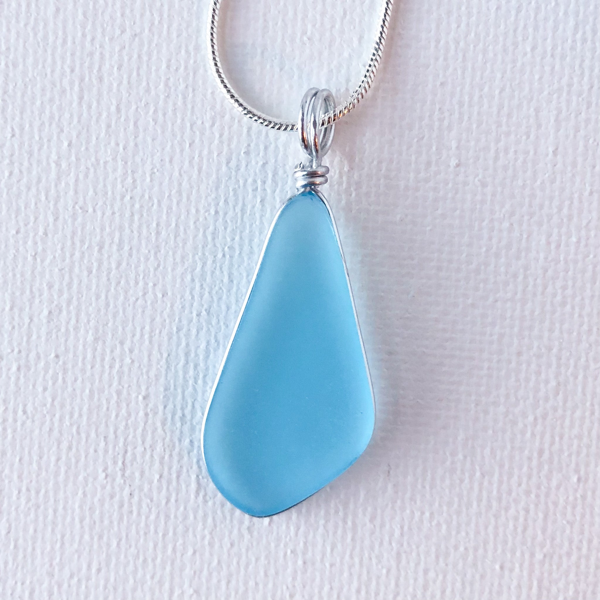 CALM Light Turquoise Trapezoid Sea Glass Necklace