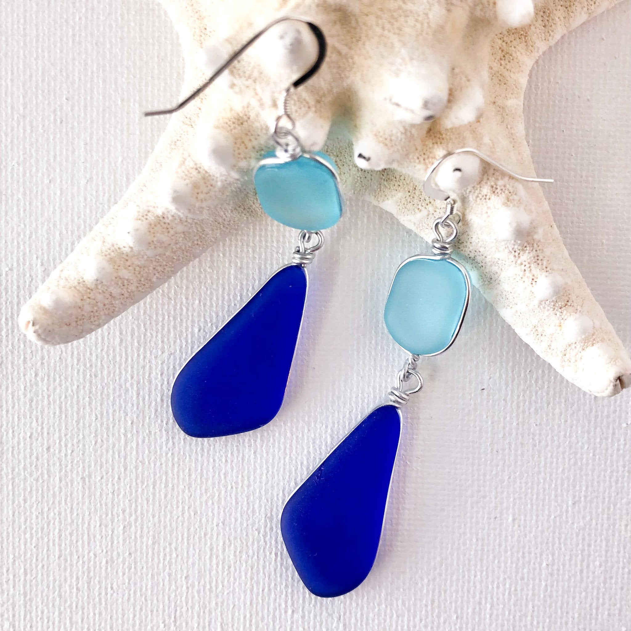 CONFIDENCE & CALM Petals of Hope Double Sea Glass Earrings