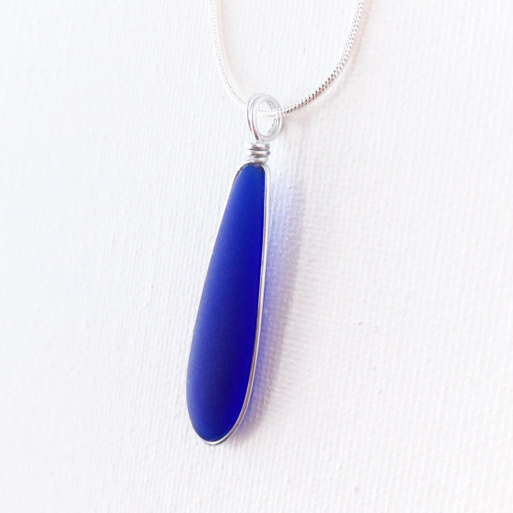 CONFIDENCE Royal Blue Long Skinny Sea Glass Necklace
