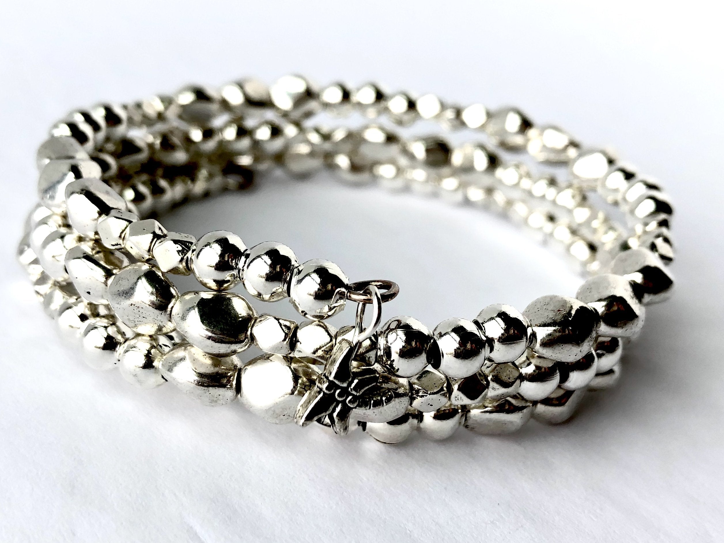 Silver Pebbles Wrap Bracelet