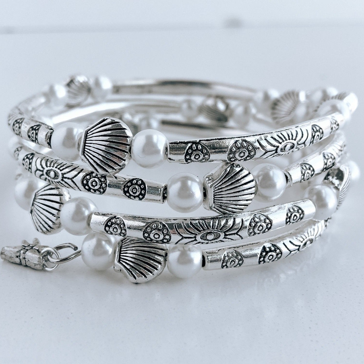 Silver Shells Wrap Bracelet