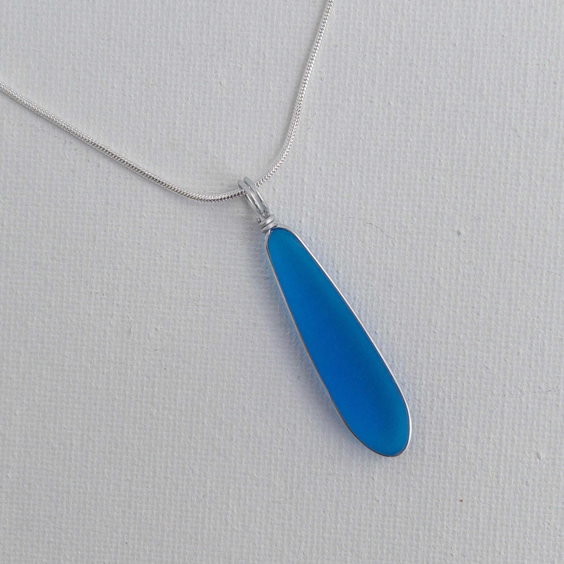 FRIENDSHIP Azure Blue Long Skinny Sea Glass Necklace