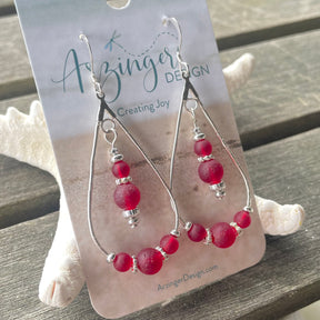 Red Cultured Sea Glass Dangle Earrings