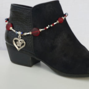 Red Sea Glass Heart Boot Bling