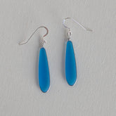 FRIENDSHIP Azure Blue Short Skinny Sea Glass Earrings