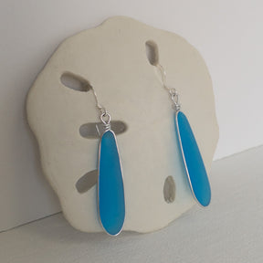 FRIENDSHIP Azure Blue Short Skinny Sea Glass Earrings