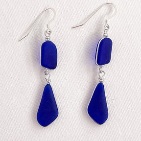 CONFIDENCE Royal Blue Double Sea Glass Earrings
