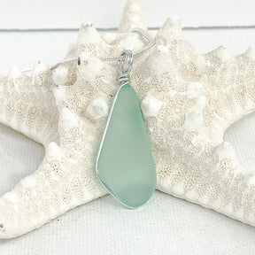 SERENITY Light Seafoam Trapezoid Sea Glass Necklace