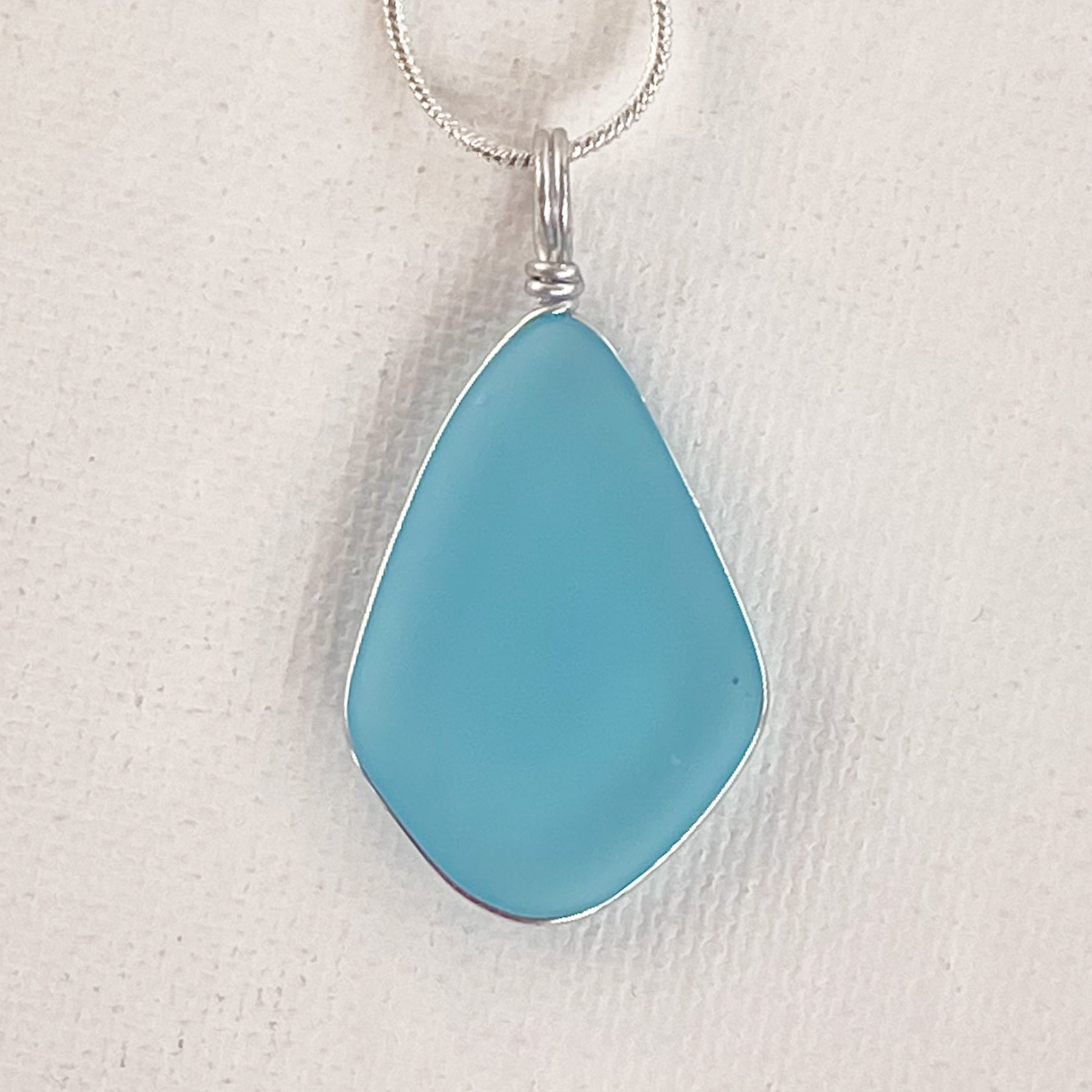 CALM Light Turquoise Large Trapezoid Sea Glass Necklace
