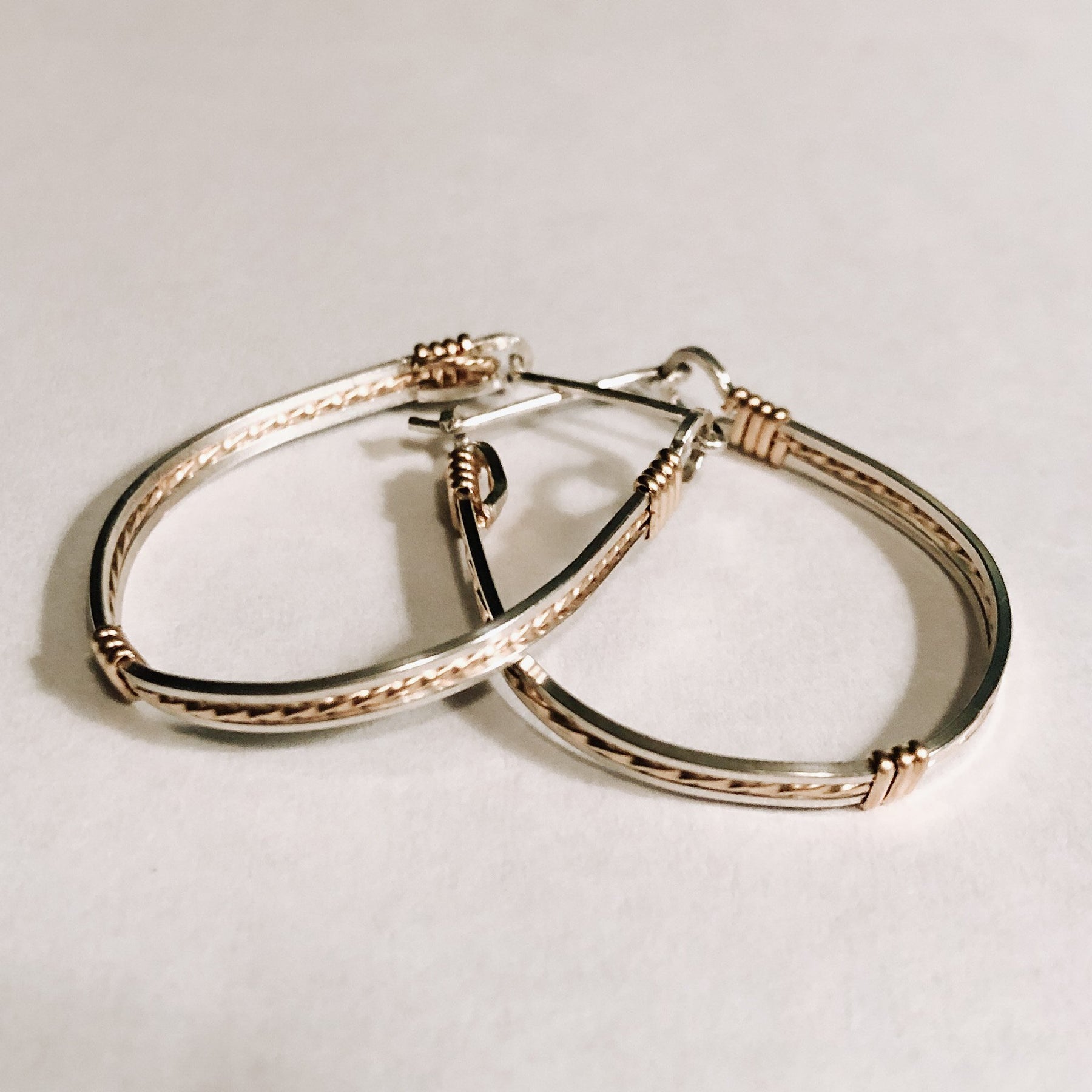 Beach Waves Sterling Silver & 14K Gold Hoop Earrings