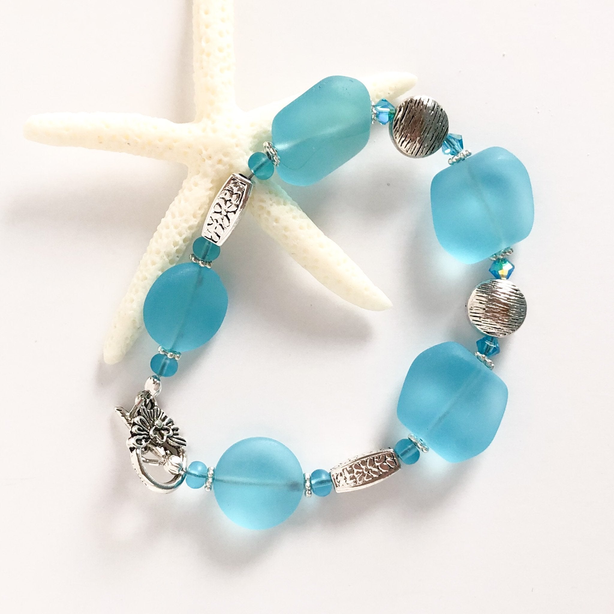 Sky Blue Sea Glass Bracelet