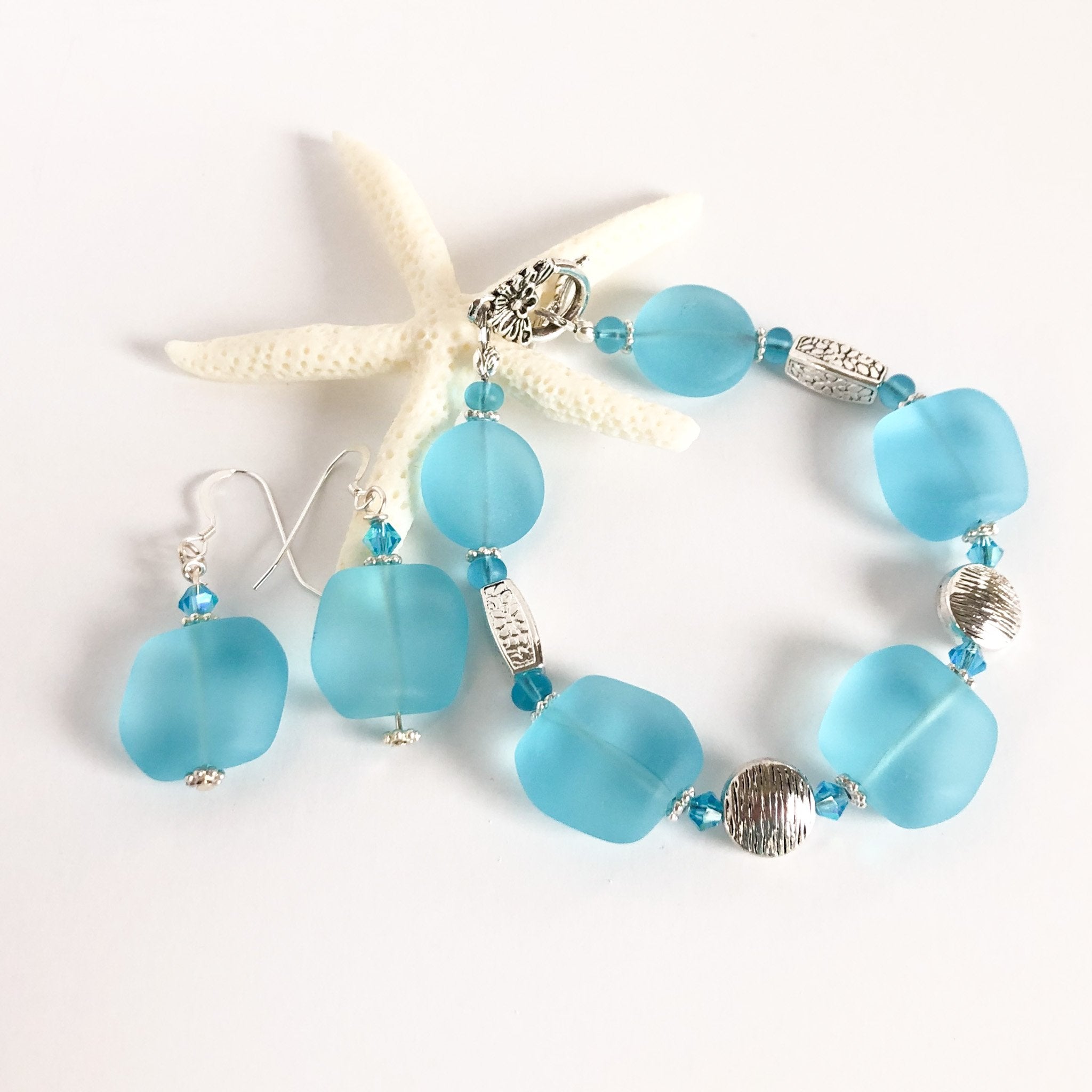 Sky Blue Sea Glass Bracelet