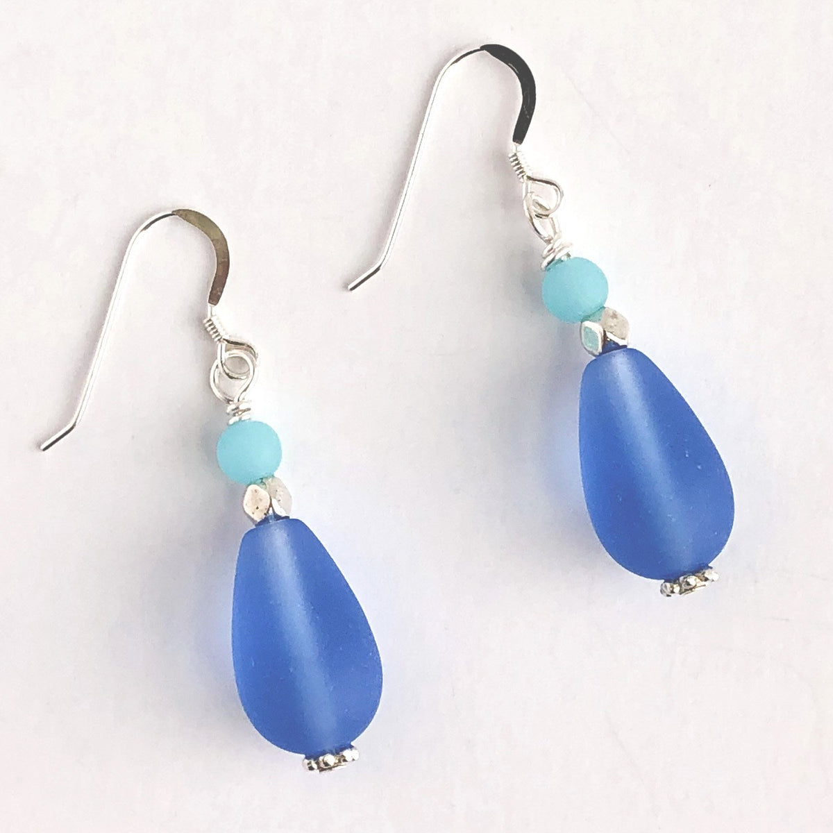 The Blues Sea Glass Earrings