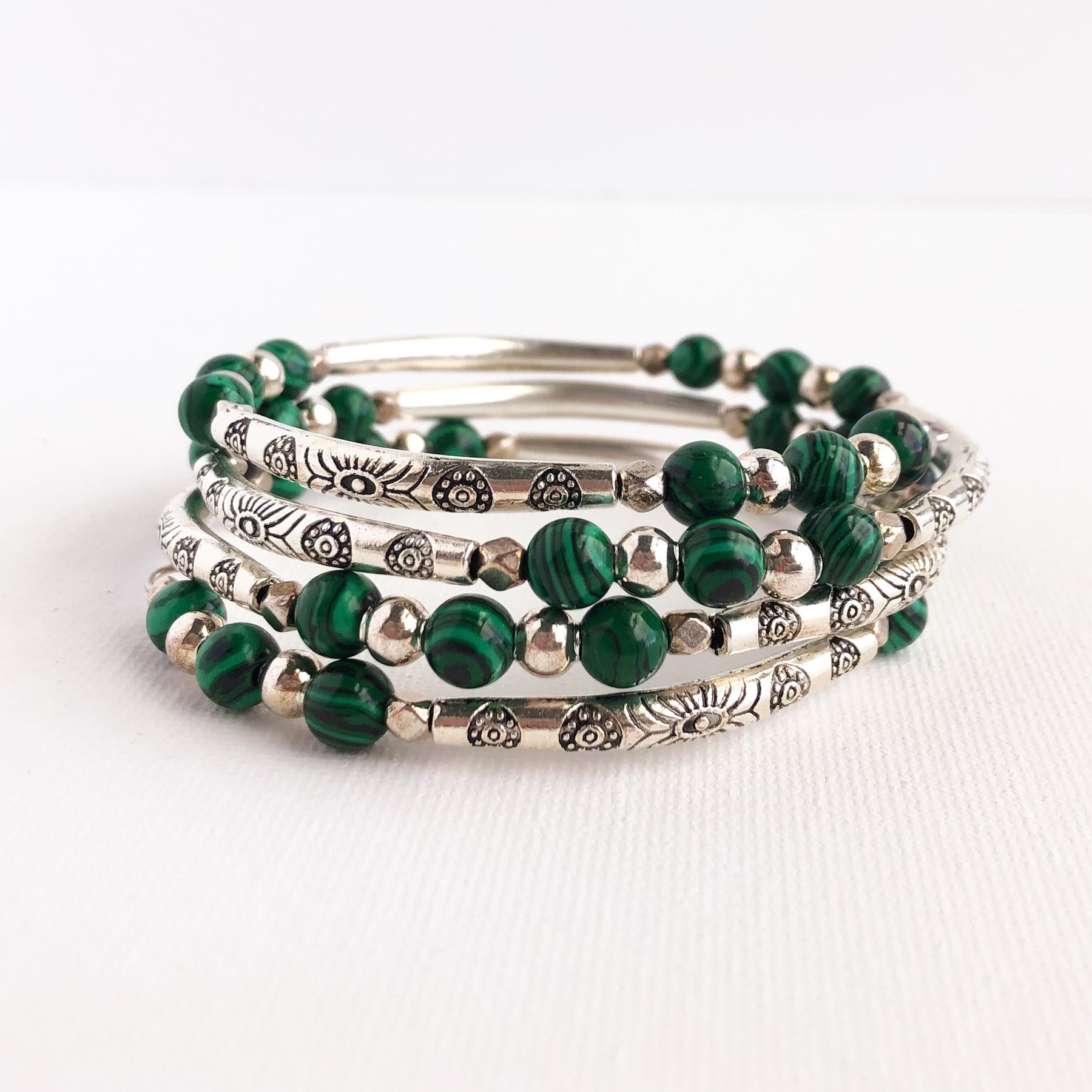 Emerald Isle Memory Wire Wrap Barcelet