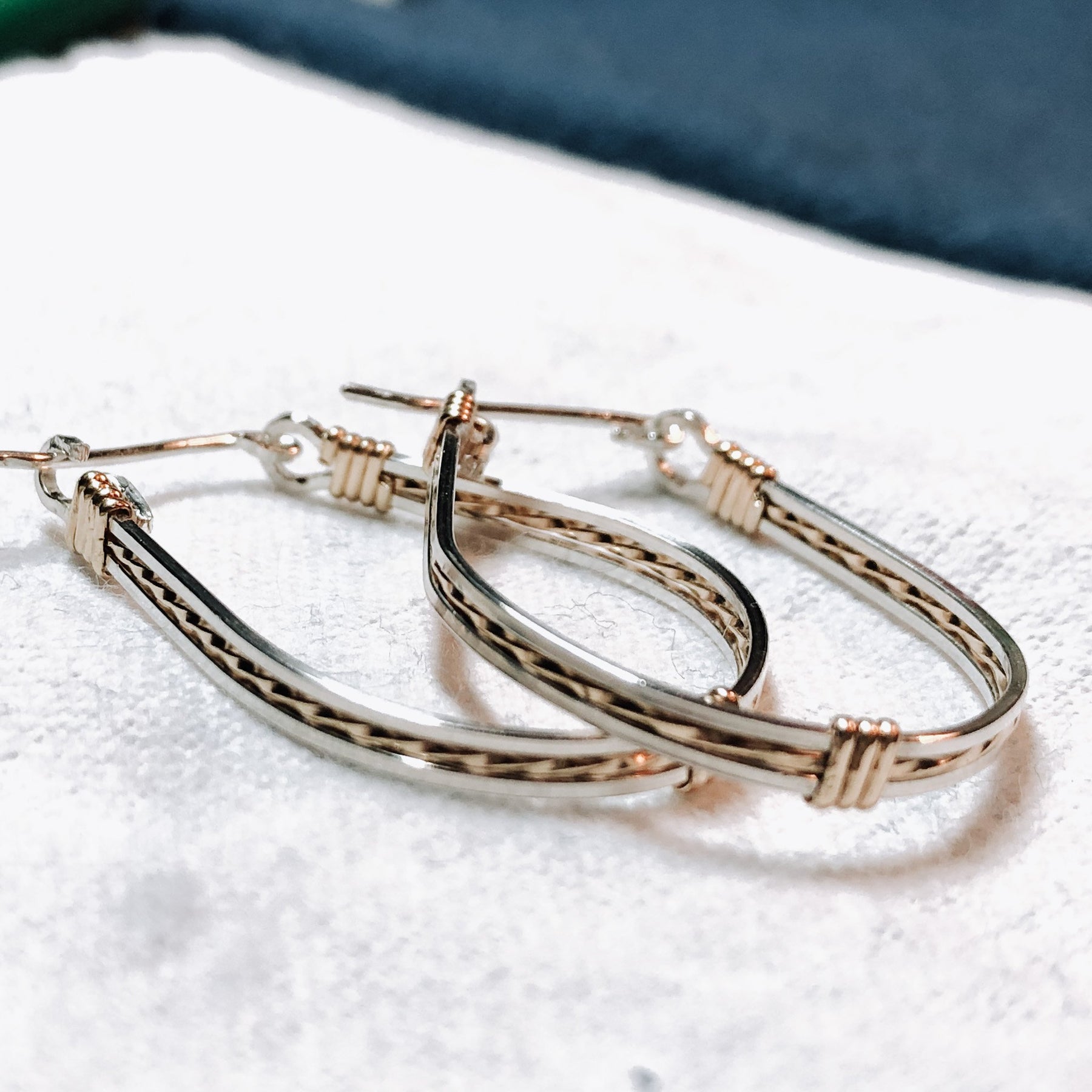 Beach Waves Sterling Silver & 14K Gold Hoop Earrings