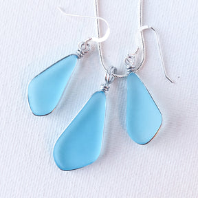 CALM Light Turquoise Trapezoid Sea Glass Necklace