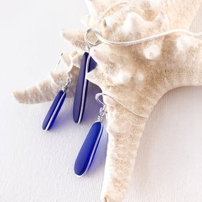 CONFIDENCE Royal Blue Short Skinny Sea Glass Earrings