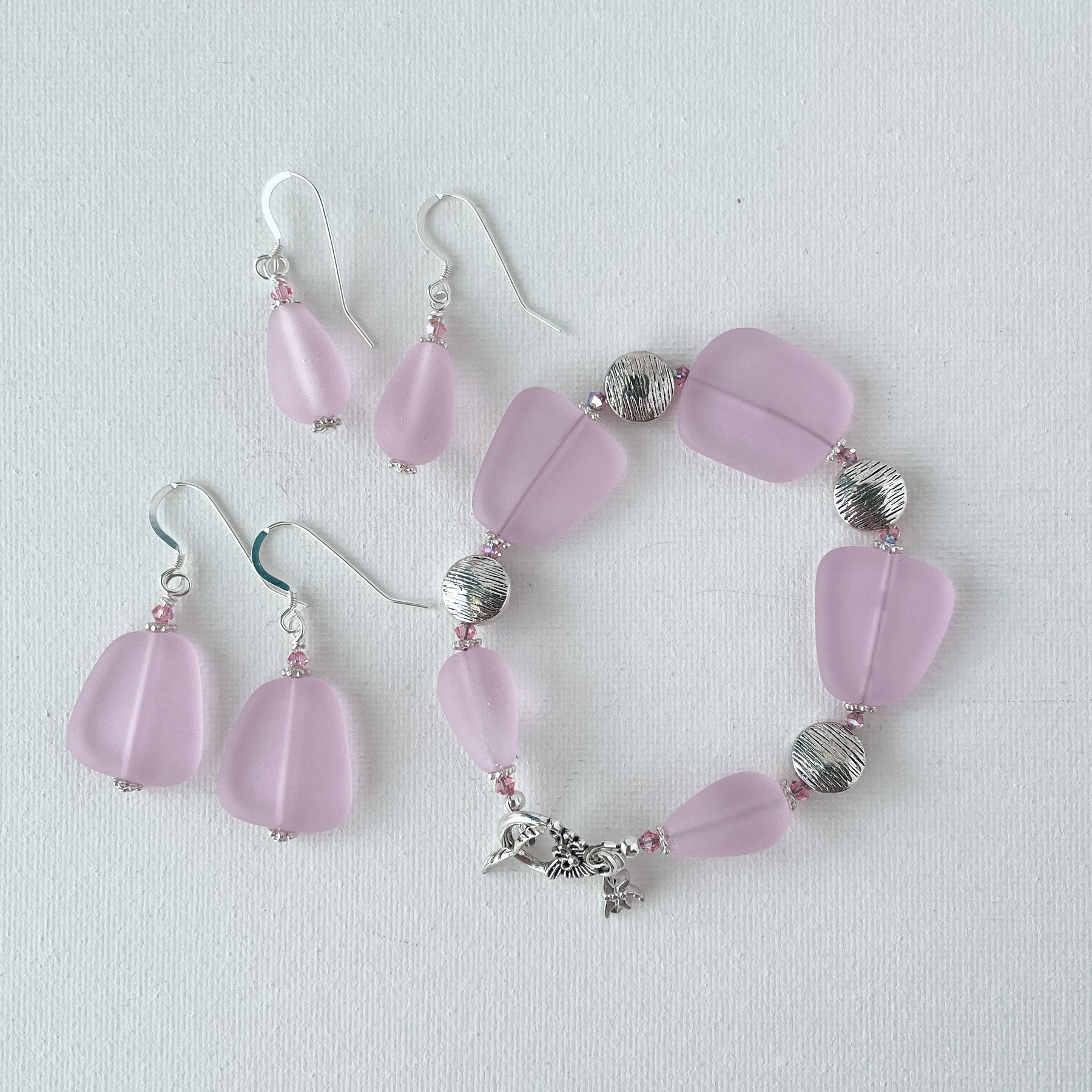 Soft Breezes Pink Sea Glass Earrings