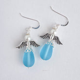 Turquoise Sea Glass Angel Earrings
