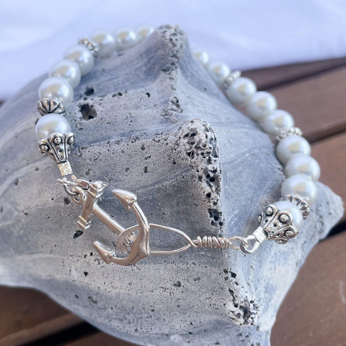 Anchors Away Pearl Bracelet