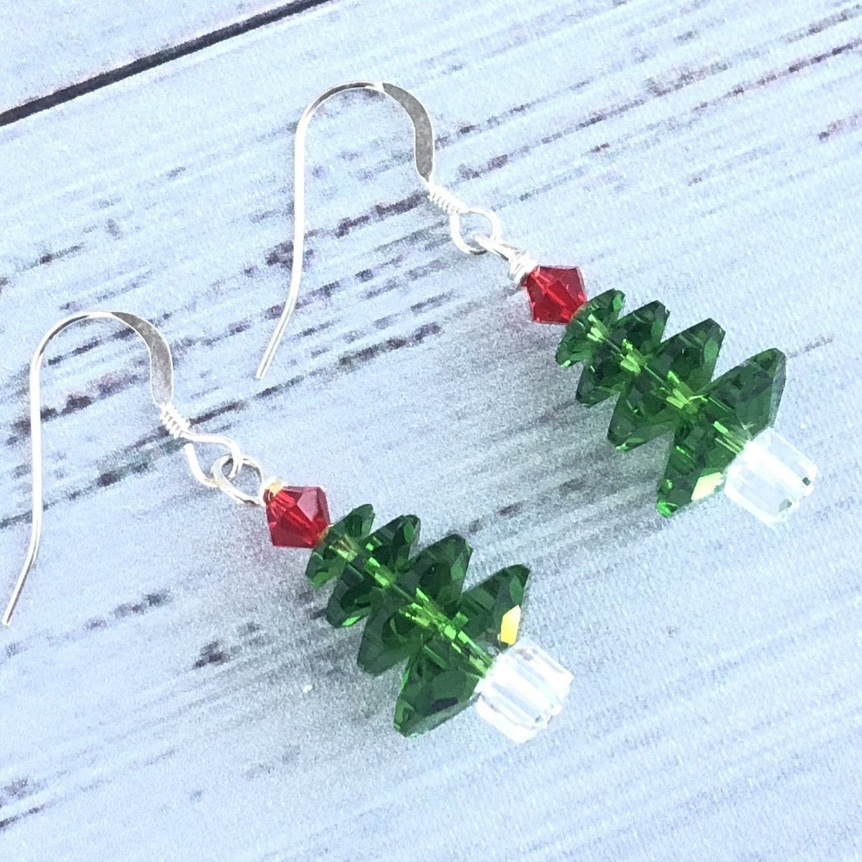 Swarovski Green Christmas Tree earrings