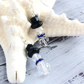 Crystal Snowman Earrings - Royal Blue