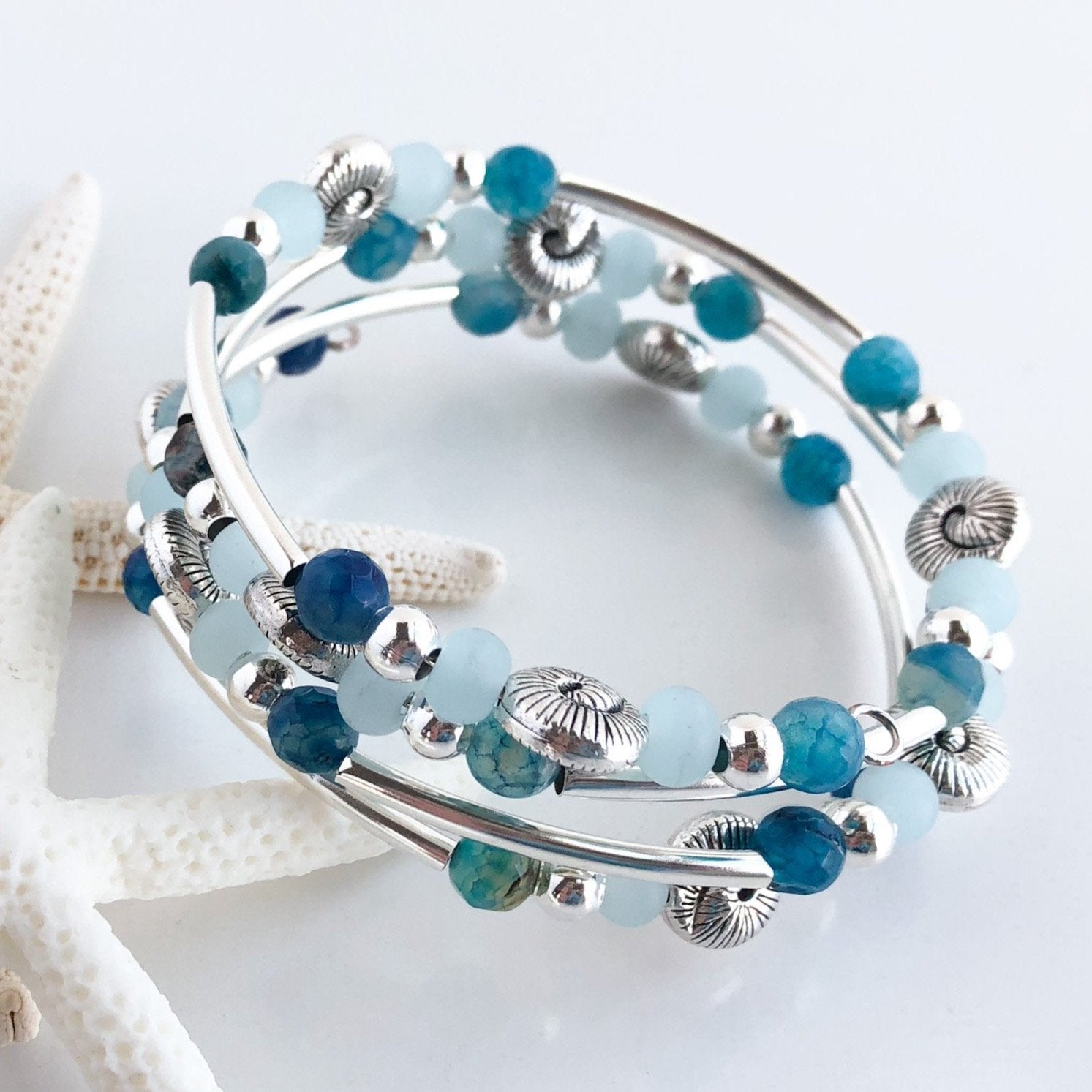 Surf's Up Memory Wire Wrap Bracelet