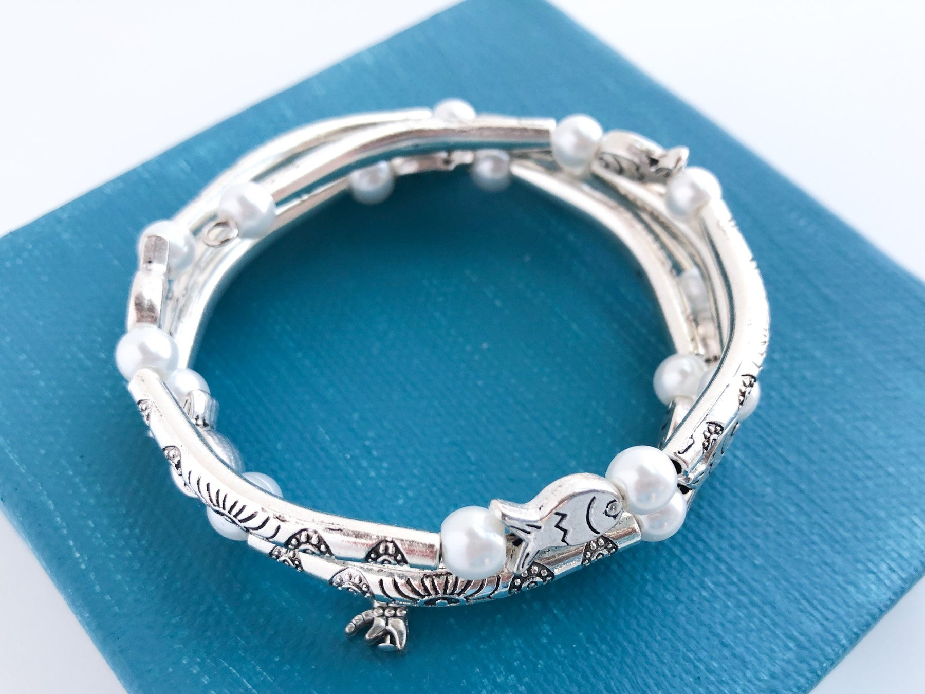 Fanciful Fish Memory Wire Wrap Bracelet