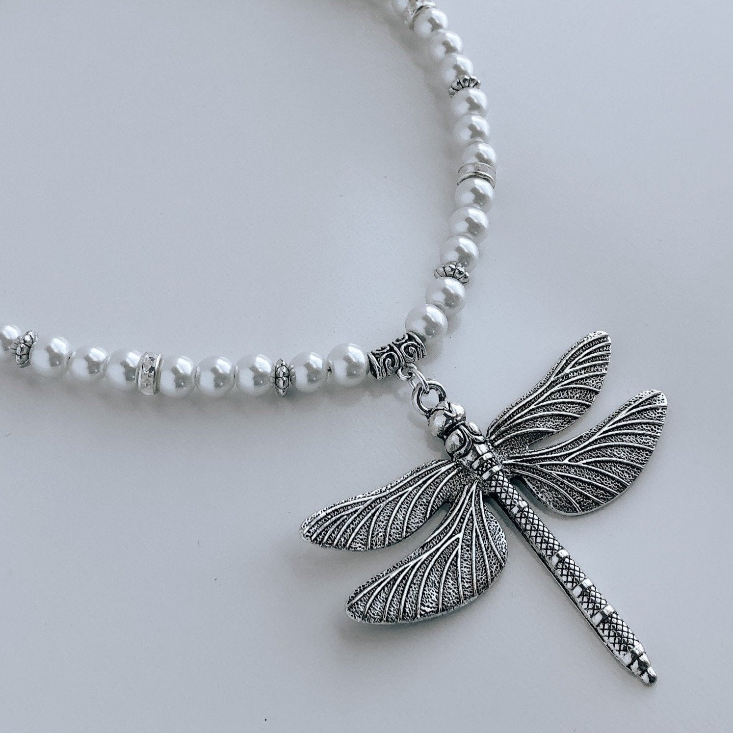 Dreamy Dragonfly Pearl Necklace