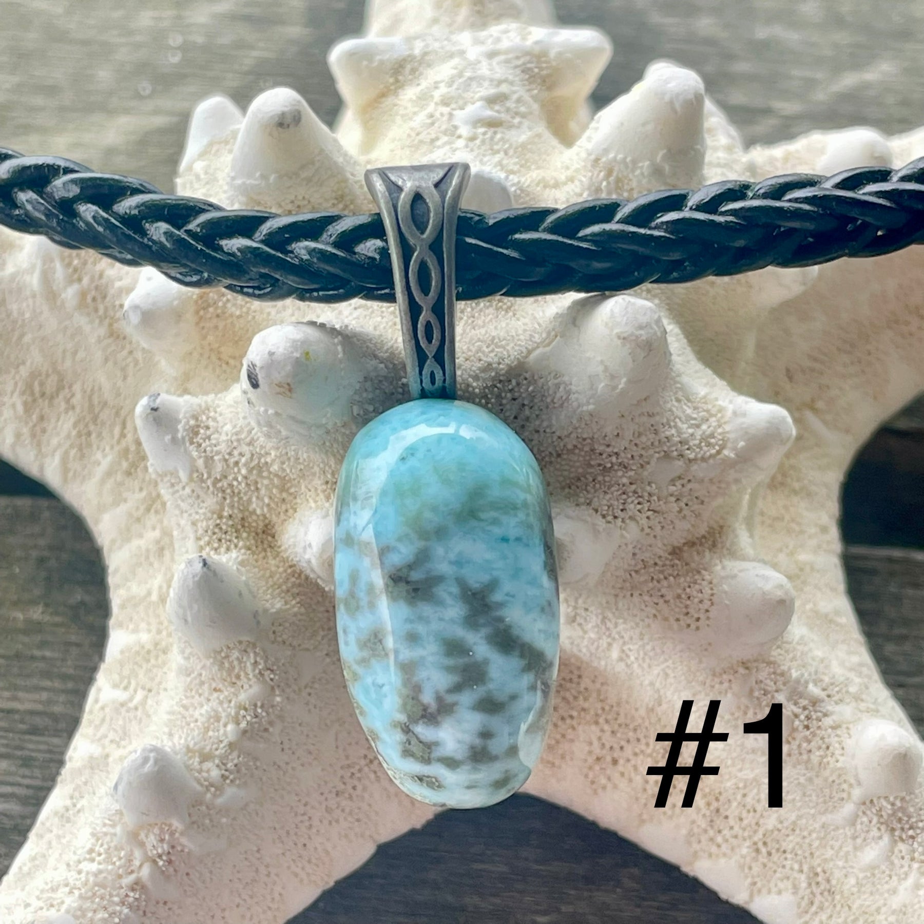 Larimar Leather and Sterling Necklace