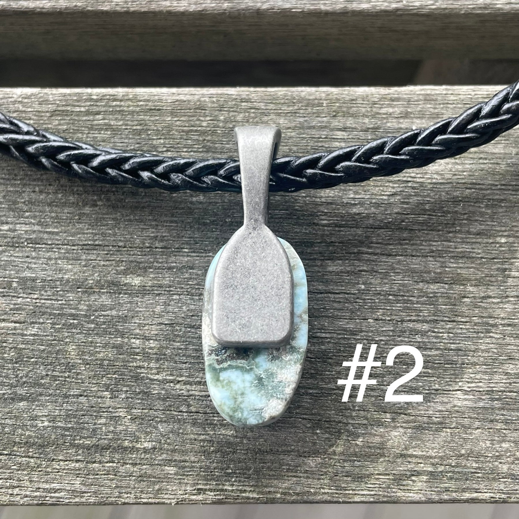 Larimar Leather and Sterling Necklace