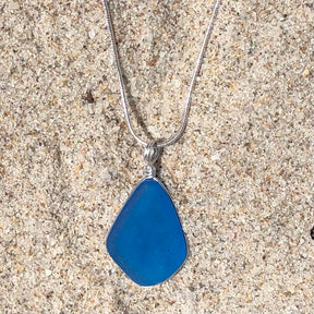 FRIENDSHIP Azure Blue Large Trapezoid Sea Glass Necklace