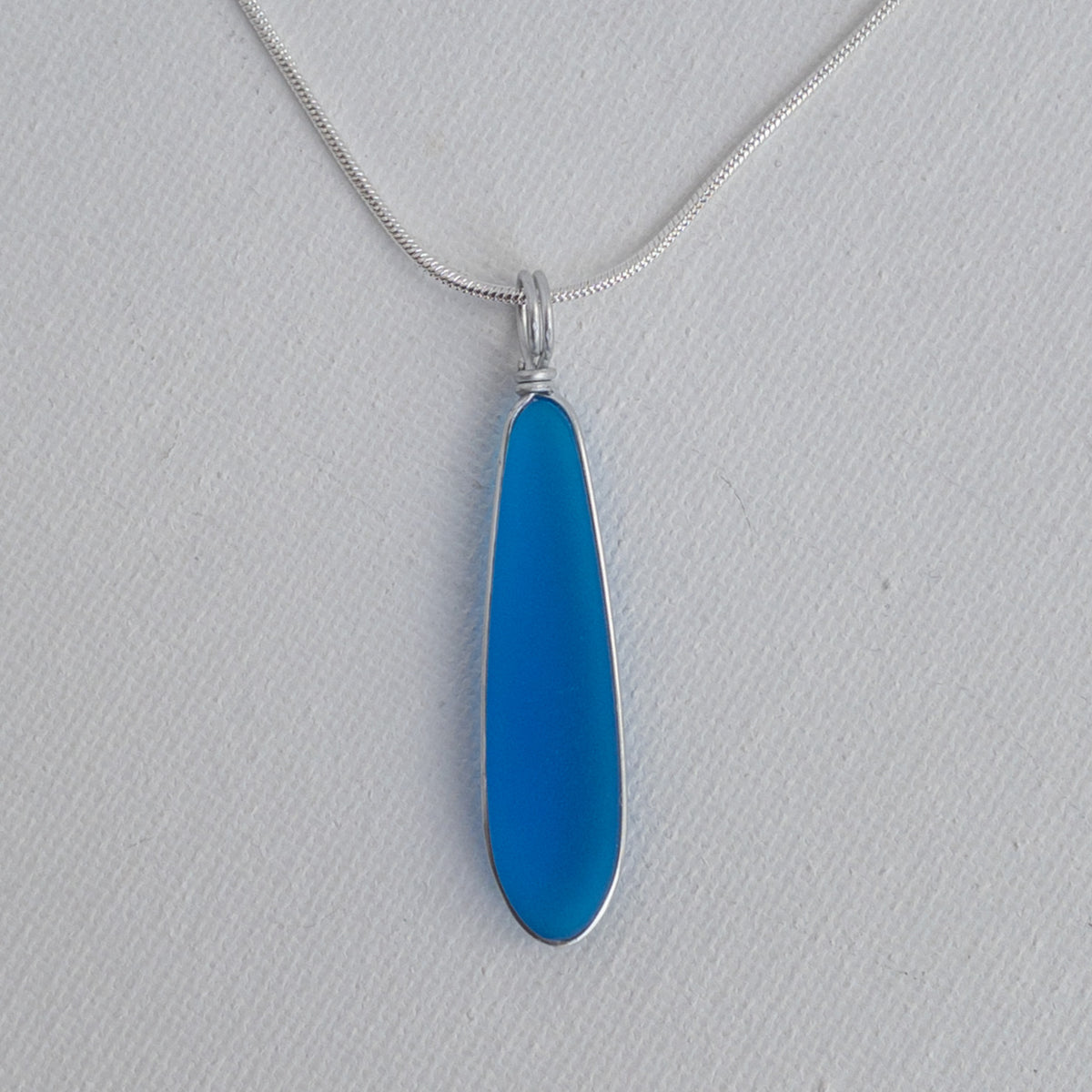 FRIENDSHIP Azure Blue Long Skinny Sea Glass Necklace